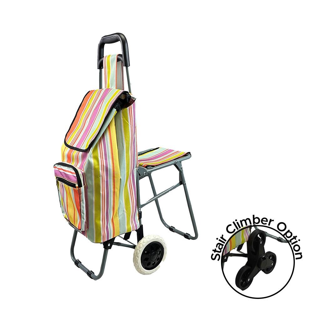Lifemax Shopping Trolley with Seat - Convenient Mobility & Comfortable Rest on a White Background
