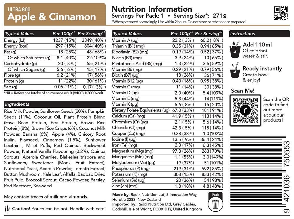 Apple Cinnamon Breakfast - Ultra - 800kcal - Additional Image 1