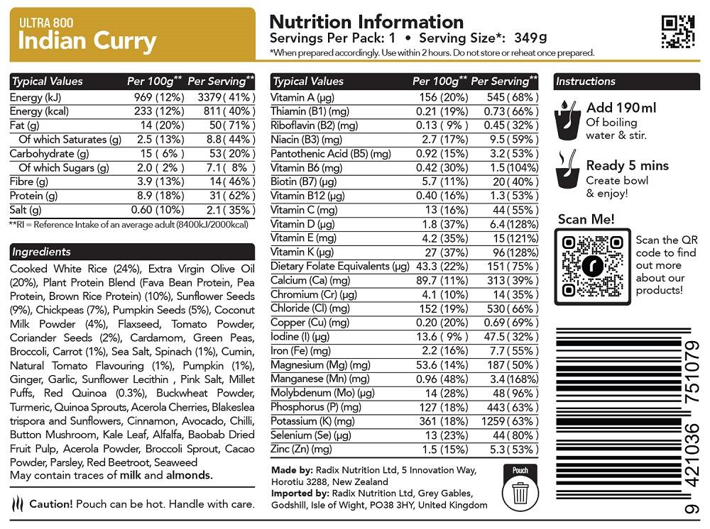 Indian Curry Meal - Ultra - 800kcal - Additional Image 1