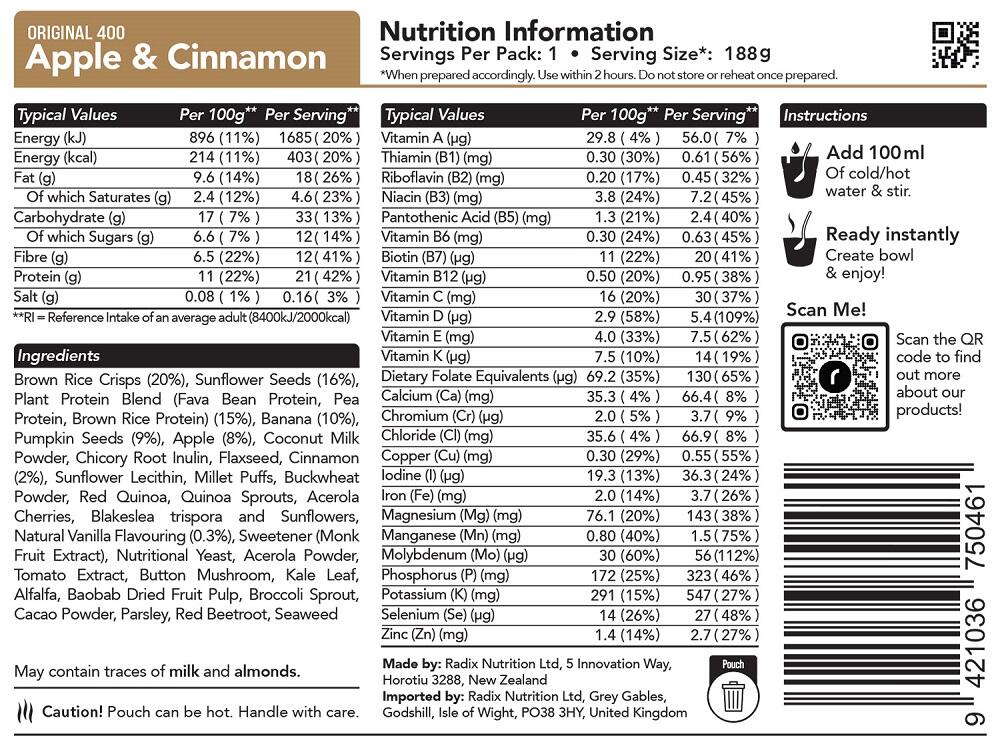 Apple Cinnamon Breakfast - Original - 400kcal - Pack of 6 - Additional Image 1