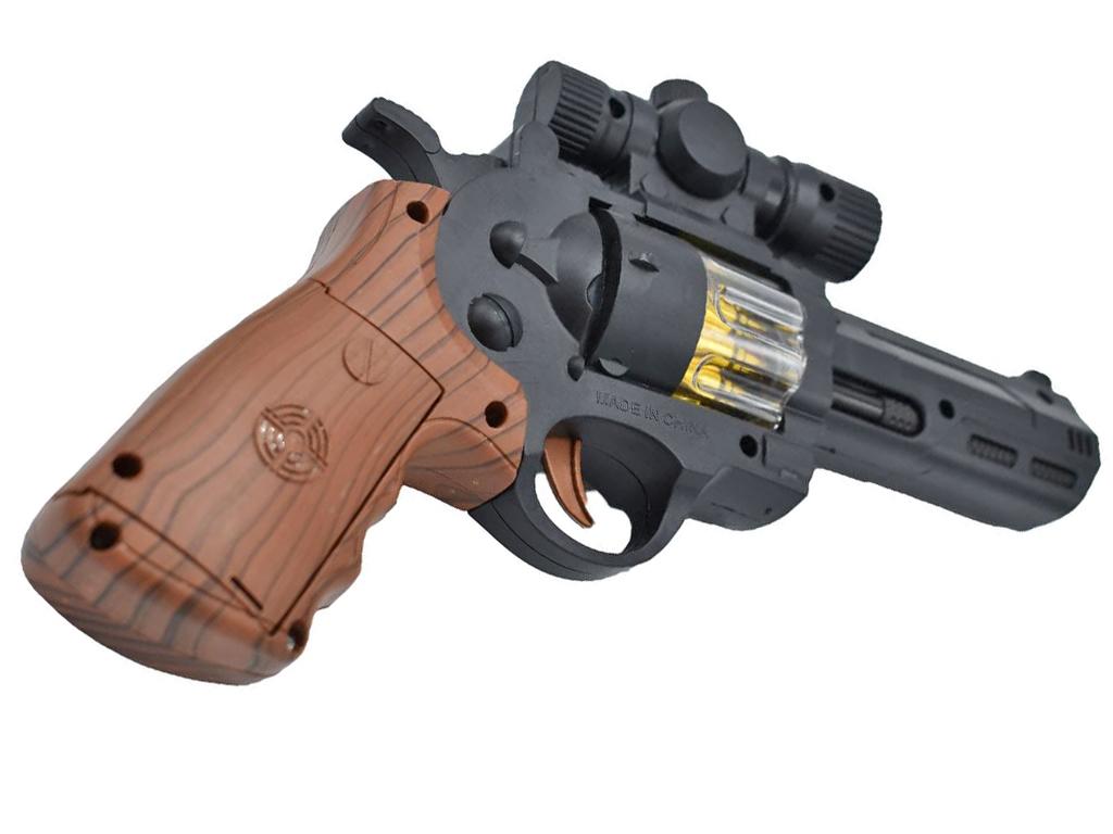Revolver toy pistol hand gun pretend weapon front right bottom side view
