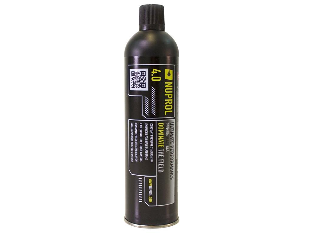 Nuprol 4.0 Ultimate Performance Black Airsoft Gas 300g Refill tin front view white background