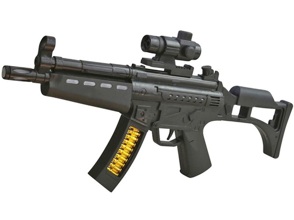 MP5 toy sub machine gun pretend weapon black colour left side and front view
