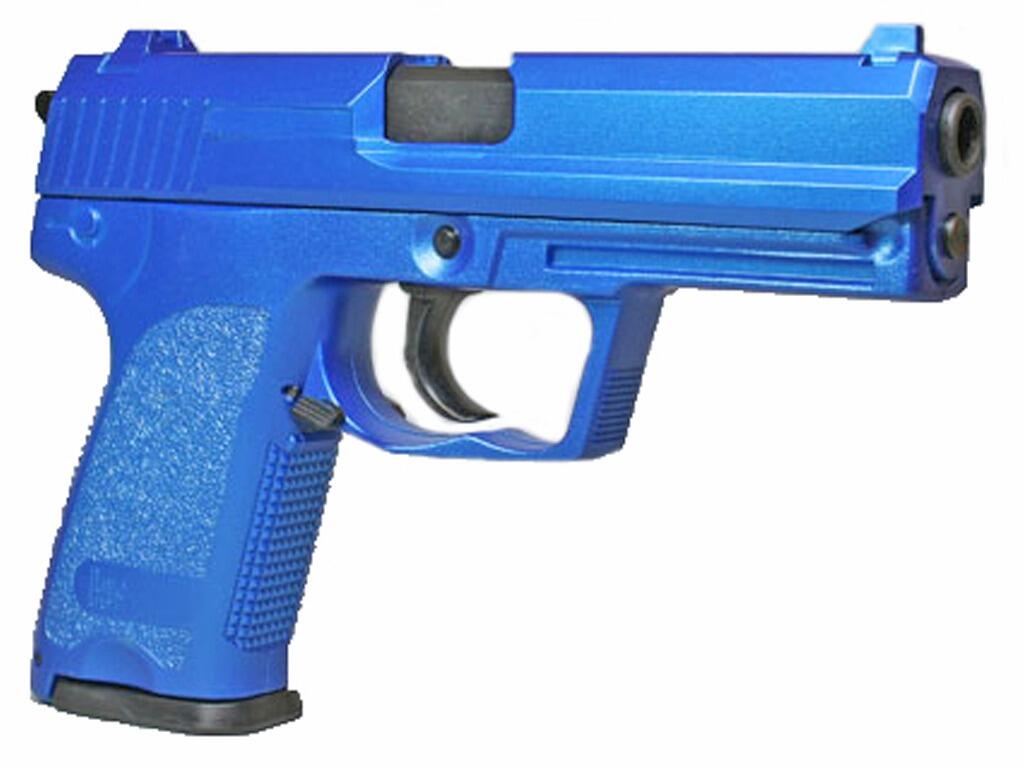 HFC HA112 BB gun H&K P8 spring airsoft pistol replica blue colour front and right side view on white background