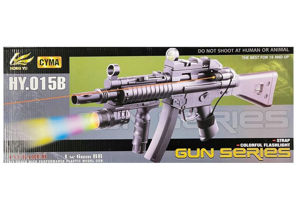 Cyma HY015B BB gun H&K replica MP5 submachine gun spring airsoft rifle retail box packaging on white background