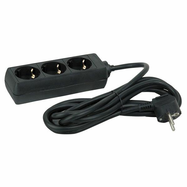 DAP 3 way socket black 1,5m. cable 3x1,5mmâˆšÎ©
