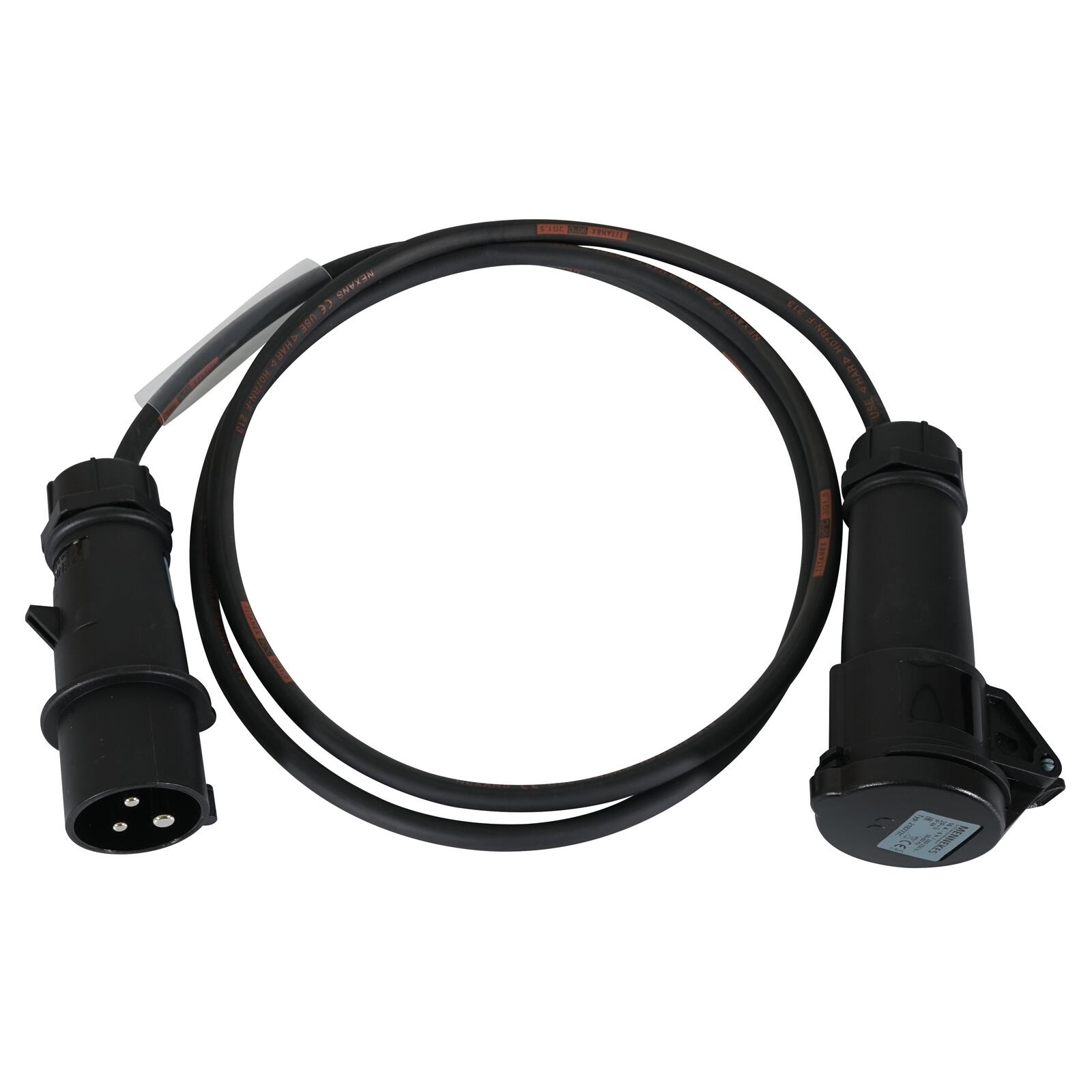 eLumen8 16A Male to 16A Female Power Lead, 1.5mm, Mennekes, 1m