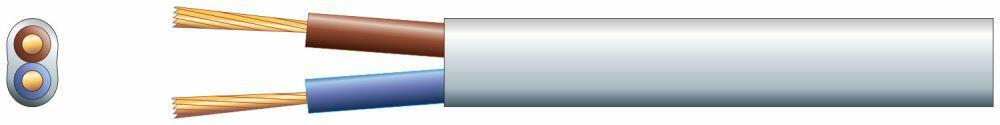 Mercury 2 core oval mains PVC, 2 x 16/0.2mm, 3A, White, 100m - 804.365UK