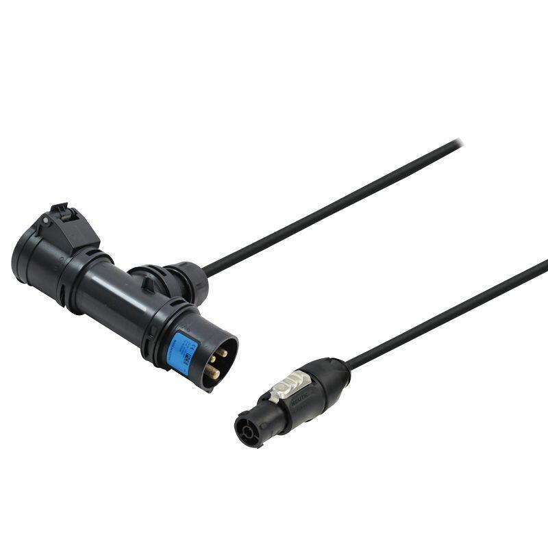 LEDJ PCE 16A Black T-Connect to PowerCON TRUE1 TOP 1m Cable, 1m, CABL344