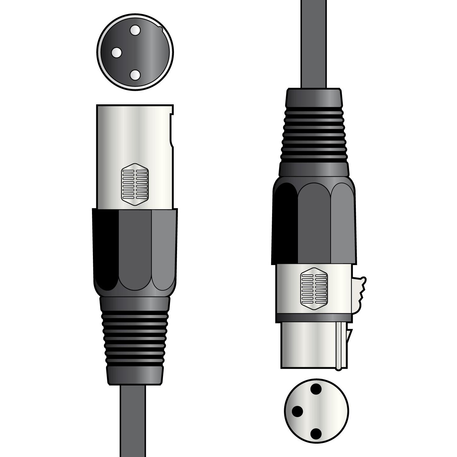 QTX DMX Lead, 3 pin Male to 3 pin Female, 20m - 177.913