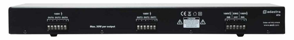 Adastra AT6 Volume Attenuator + A/B Switcher 100V 6 x 30W - 952.476UK