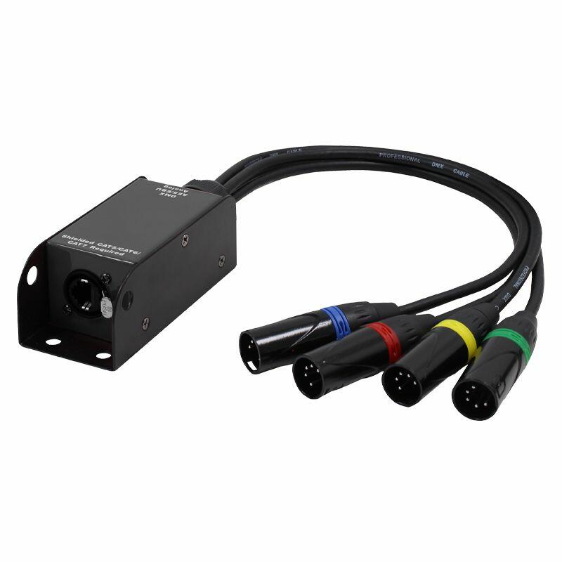 LEDJ EtherCON to DMX Adaptor, 4 x 5 pin Male XLR Tails, CABL353