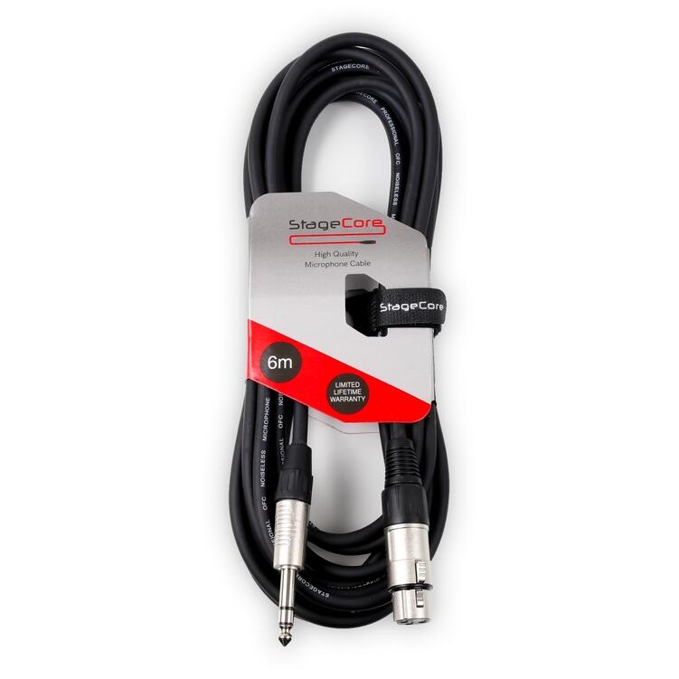 StageCore 6.35mm Stereo Jack Plug - Female XLR Connector, Professional Audio Lead BLACK - (90099)