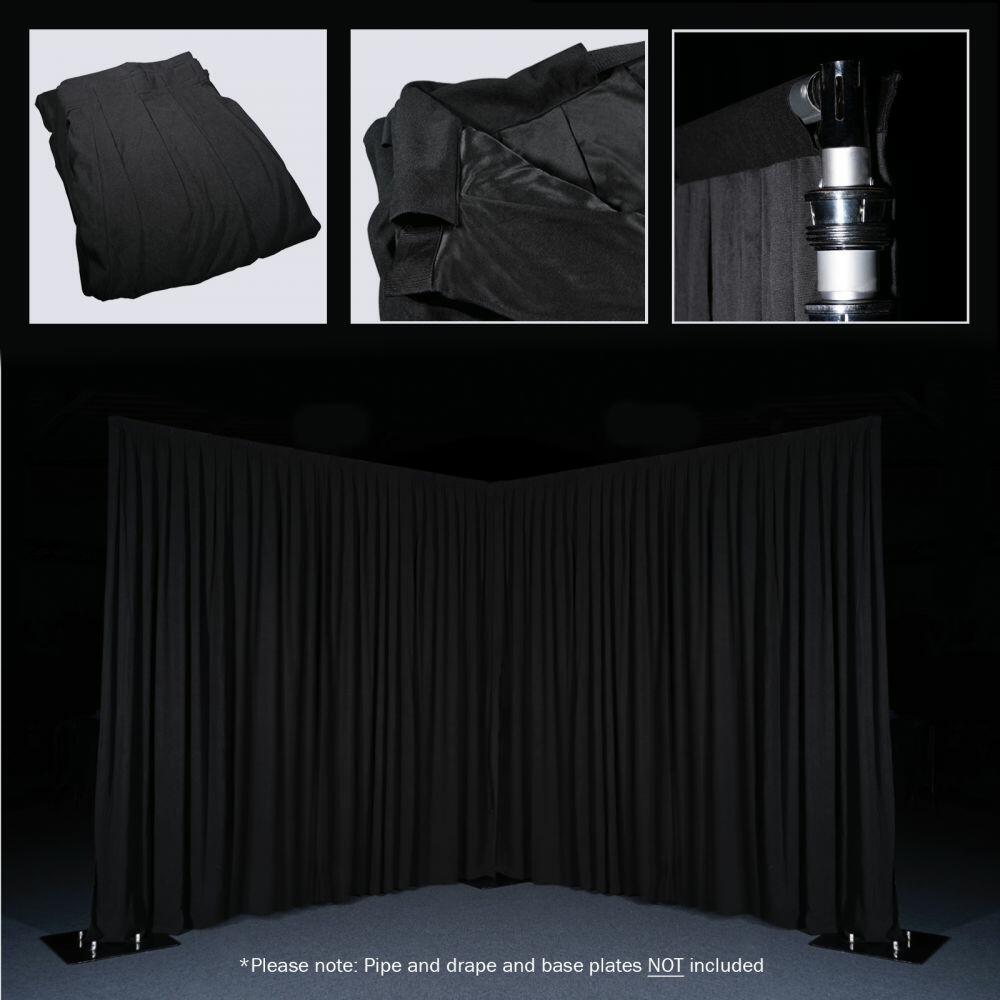 LEDJ Black Pleated Pipe and Drape Curtain, 3m x 1.2m, STAR60