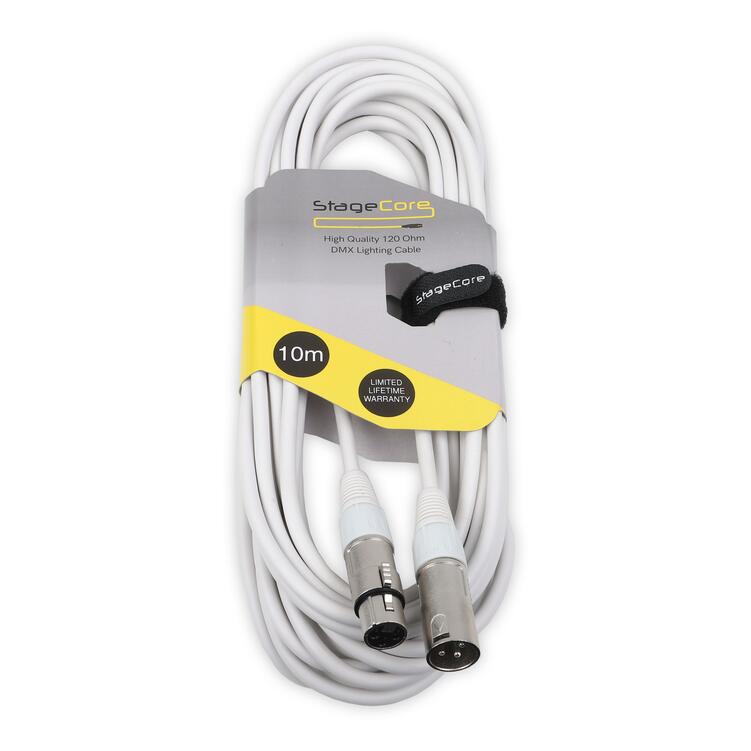StageCore DMX Lead, 3 Pin XLR Male - 3 Pin XLR Female - 120 ohm, WHITE - (90517) 10m