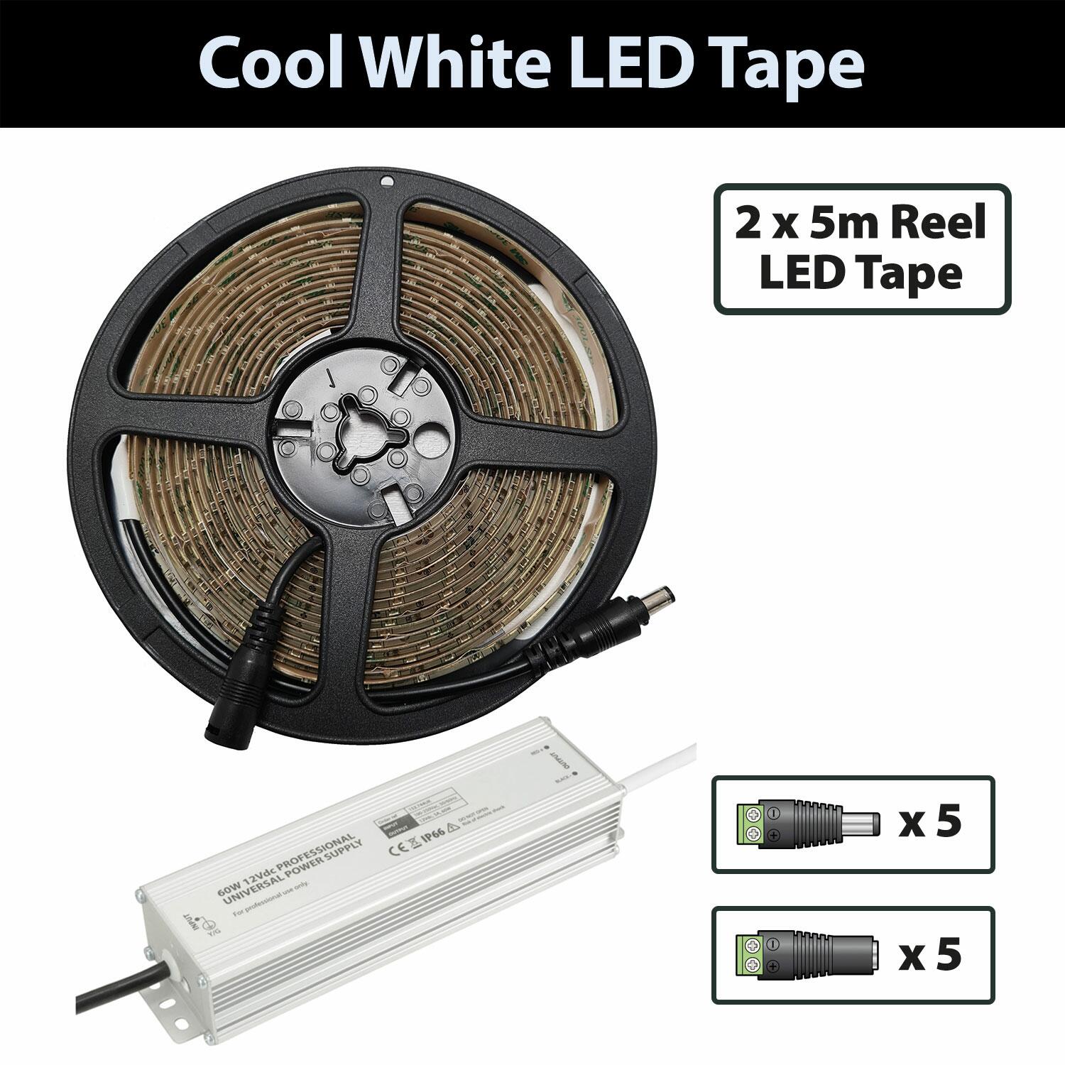 LYYT 10m Cool White 6000K 12V LED Tape Package 300.901UK