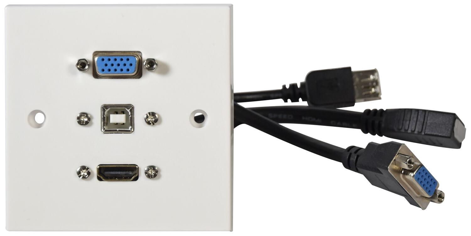 AV:Link Multimedia Wallplate with VGA, USB Type-B and 4K HDMI Sockets - 122.392UK