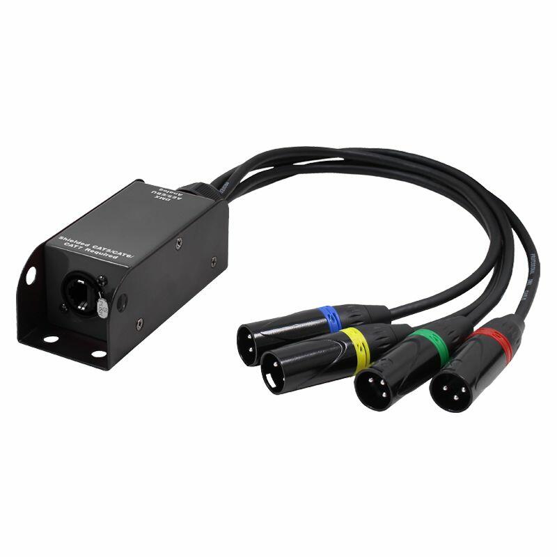 LEDJ EtherCON to DMX Adaptor, 4 x 3 pin Male XLR Tails, CABL351