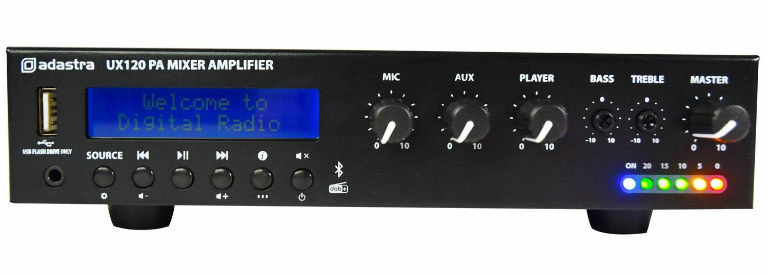 Adastra UX120 Compact 100V Mixer Amplifier, 120w, 953.014UK