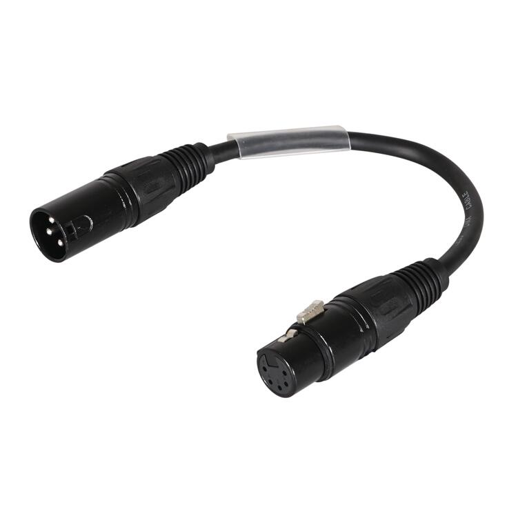 StageCore SCDMX3M-5F DMX Adaptor Cable, 3 Pin Male XLR 5 Pin Female XLR, Length 0.20m BLACK - (90546)
