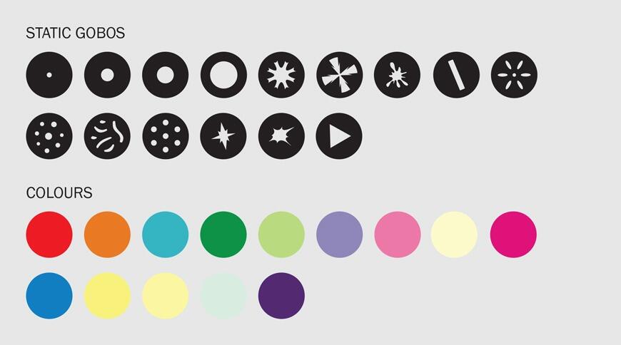 eLumen8 Kudos 2RE Beam - Colours/Gobos