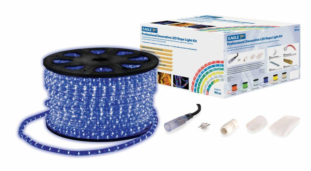 Eagle Static LED Rope Light Kit With Wiring Accessories Kit 90m Colour ...