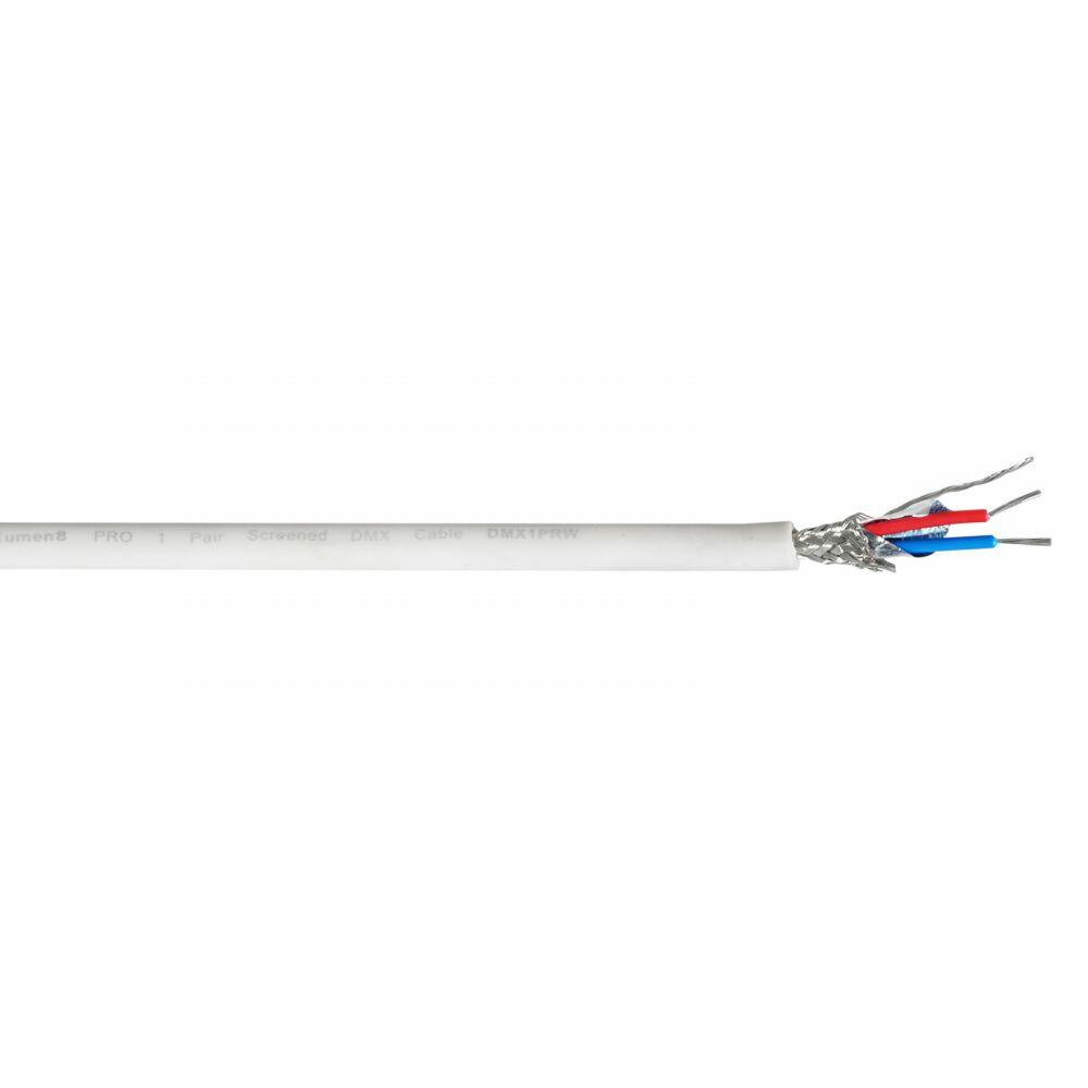 eLumen8 PRO Screened 1 Pair DMX Cable DMX1PRW, 100m Drum White