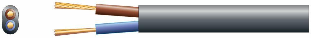 Mercury 2 core oval mains PVC, 2 x 16/0.2mm, 3A, Black, 100m - 804.362UK