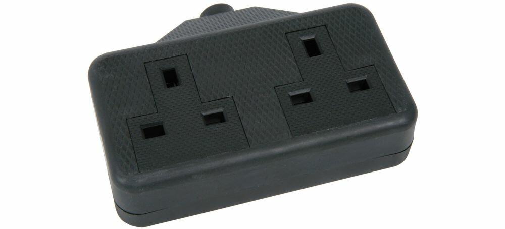 Presa Elettrica A 2 Gang In Gomma – Mercury 429.625UK – 13A, Colore Nero