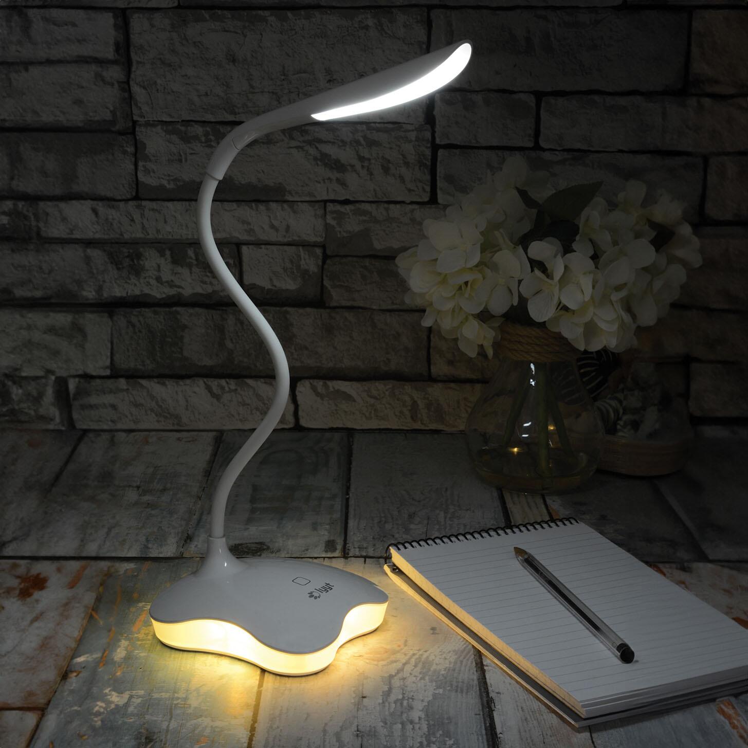 LYYT USB LED Desk Lamp with Nightlight White 410.426UK