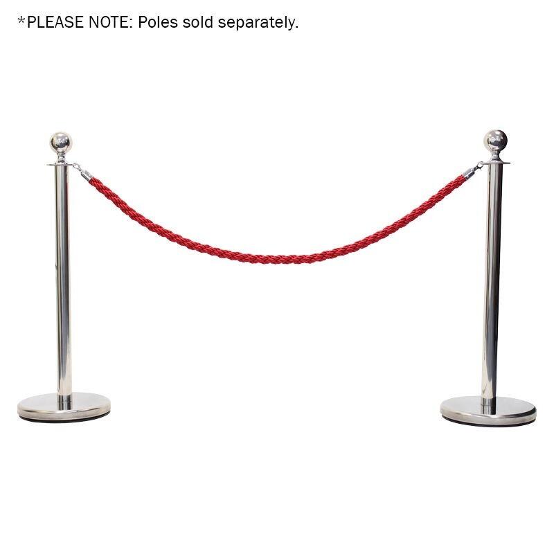 eLumen8 Chrome Barrier Rope, Red Twisted - Stagegear