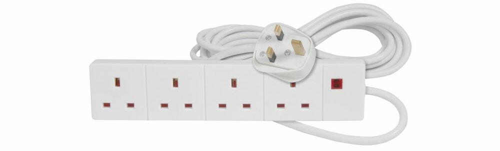 Mercury 4 gang 13A extension lead White - 1.0m - 429.837UK