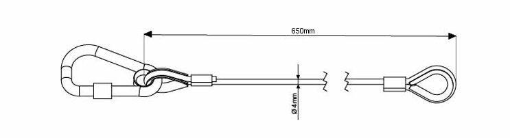 Doughty T45856 Safety Bond 4mm X 650, moving light hook, 36kg, black