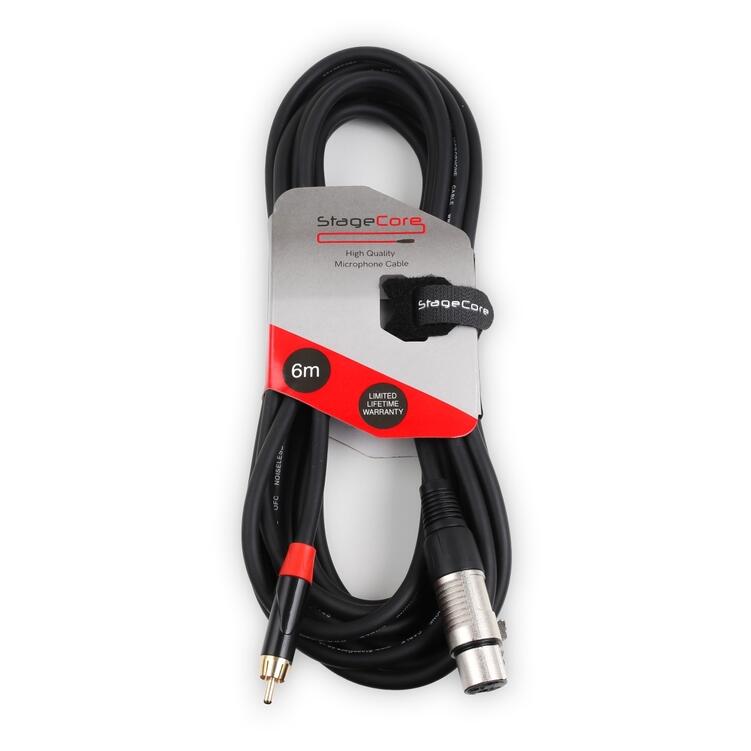 StageCore Female XLR Connector - Male RCA Phono Plug, Professional Audio Lead BLACK - (90122)