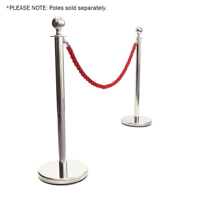 eLumen8 Chrome Barrier Rope, Red Twisted - Stagegear