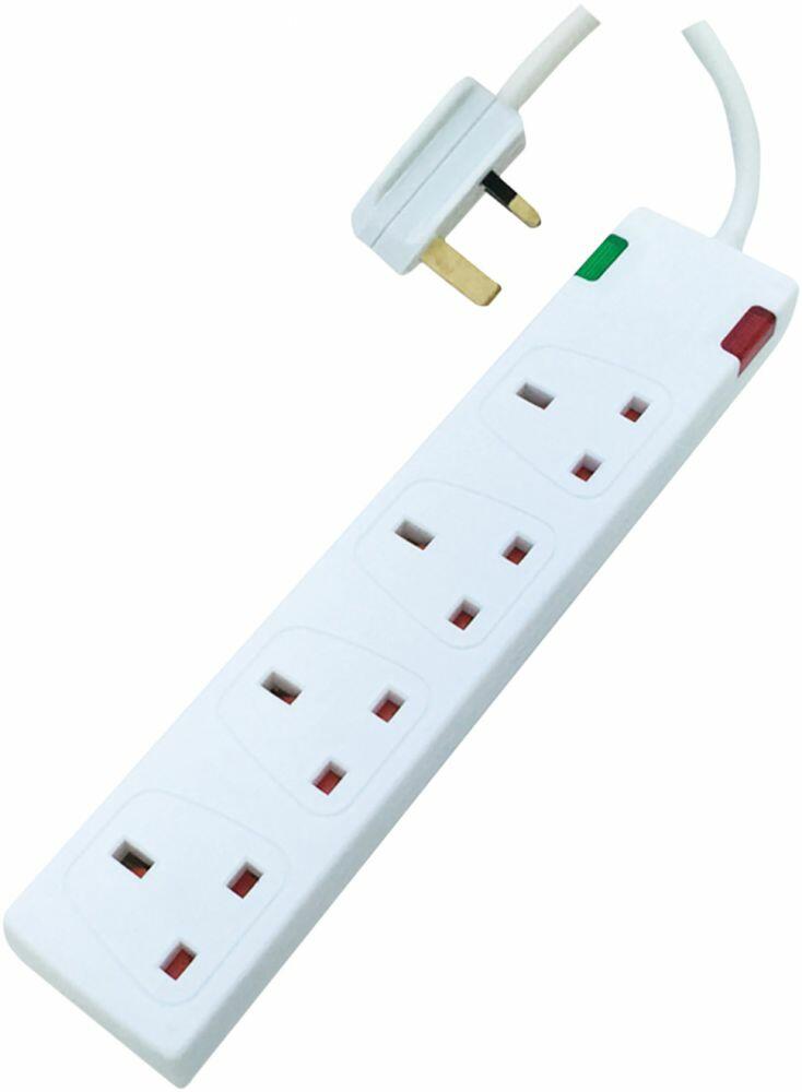 Eagle 4 Gang Surge Protected Extension Lead with Neon Indicator 2 Metre Lead Length (m) 2 (E201CM)