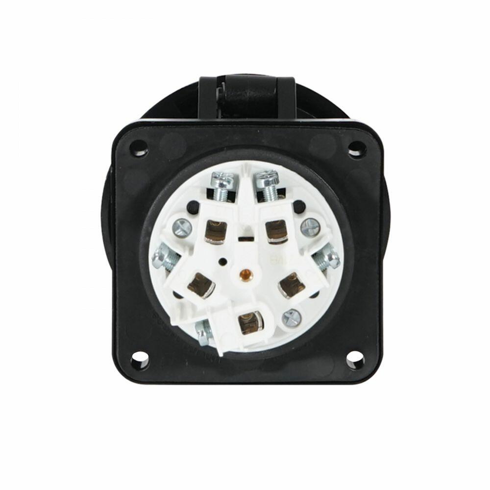 PCE 32A 230V 2P+E Panel Socket, Black (3232-6x)