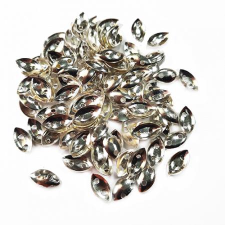 Metal Oval Sequins - Silver - 4x8mm - 10g