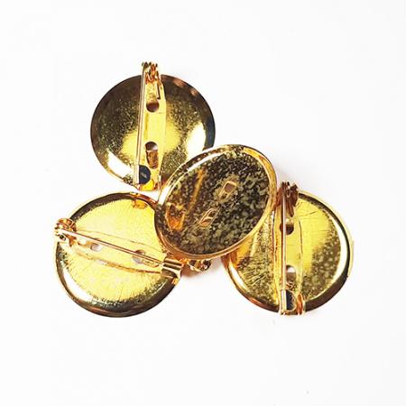 Brooch Backs - to fit 15mm button - gold tone x 4