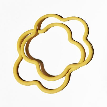 Large Metal Flower Ring - Yellow - 59mm x 2