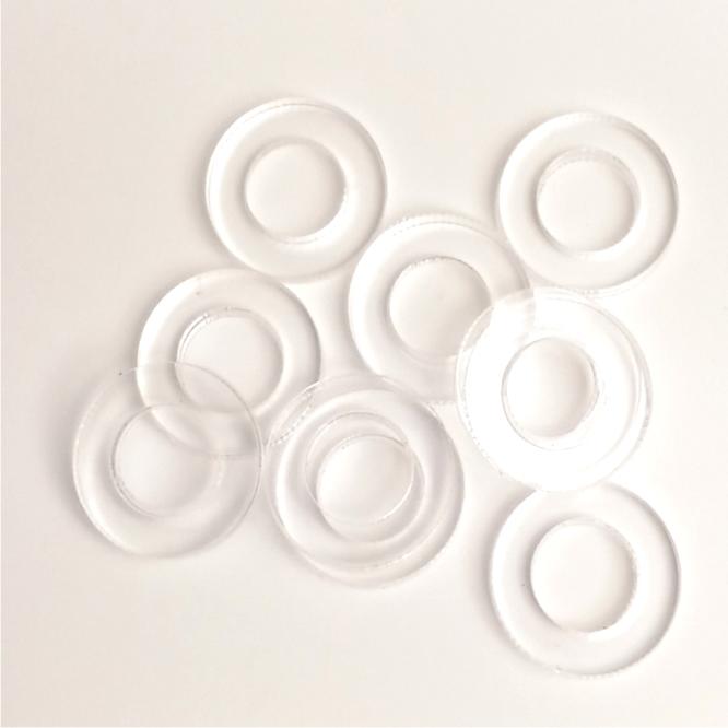 Ring Button Moulds No 68 (15mm) Acrylic x 10 Flat edge