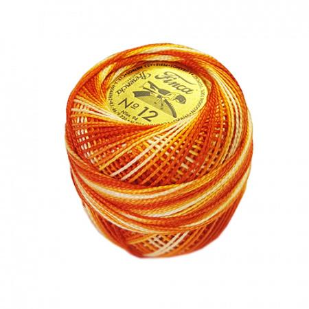 Finca Perle Cotton Ball Variegated - Size 12 - # 9110 (Oranges)