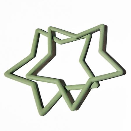 Large Metal Star Ring - Lt Green - 58mm x 2