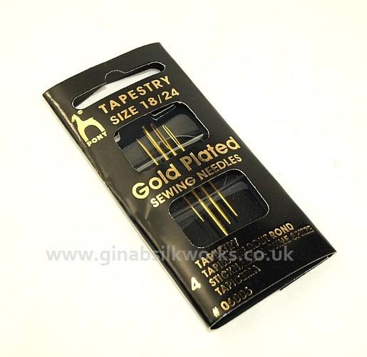 Gold Plated Tapestry Needles Size 18/24 (Pony)