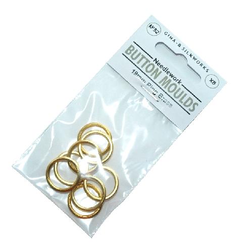 Ring Button Moulds No 32 (19mm) Brass x 8