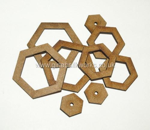 Hexagon Stacker Button Moulds No 46  (35mm) MDF x 3 sets