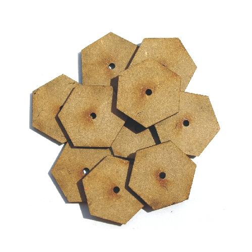 Hexagon Button Moulds No 10 (20mm) MDF x 10
