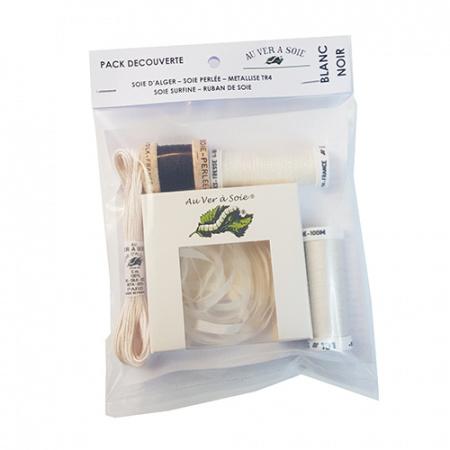 Silk Ribbon Creative Pack form Au Ver a Soie - Blanc/Noir
