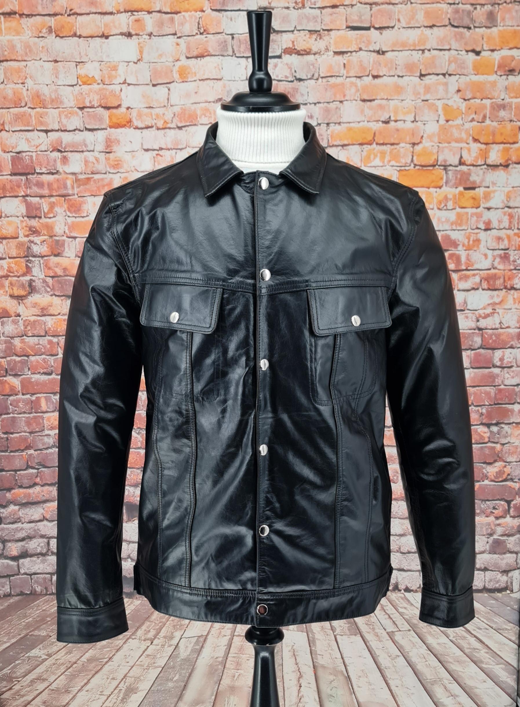 Weller Black Leather Trucker Jacket