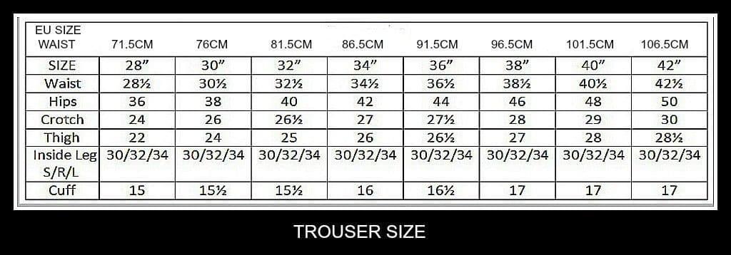 Size Guide (Tailoring)